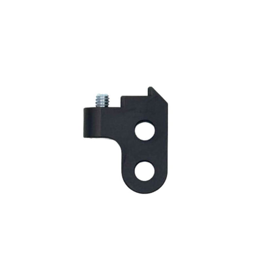 Black CNC-machined 6061-T6 aluminum EZGP SmartyCam adapter with 1/4-20 screw and enlarged swivel joint on a white background
