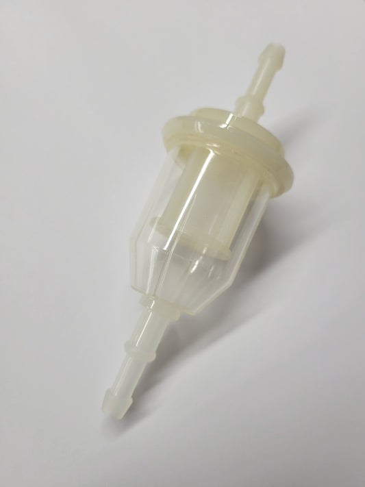 Large in-line nylon fuel filter for kart engines