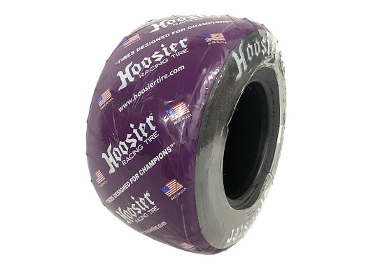 Wide Hoosier R60B 6.5/11.0-6 slick tire on road race kart wheel