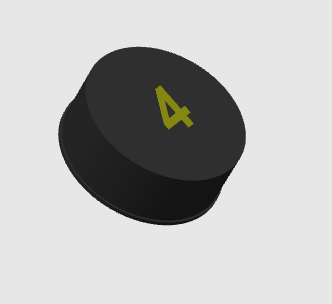 Front side of a black carburetor cap for a lo206 with the number 4 on it in yellow. Cap is on top of a white background.