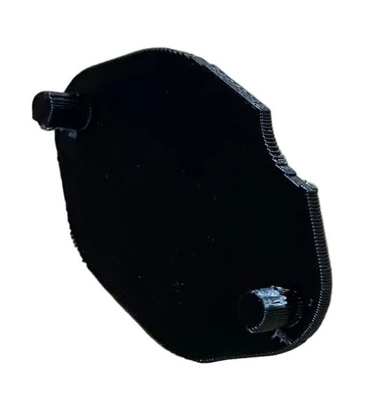 LO206 exhaust cap on white background showing the side that inserts into the exhaust bolt holes