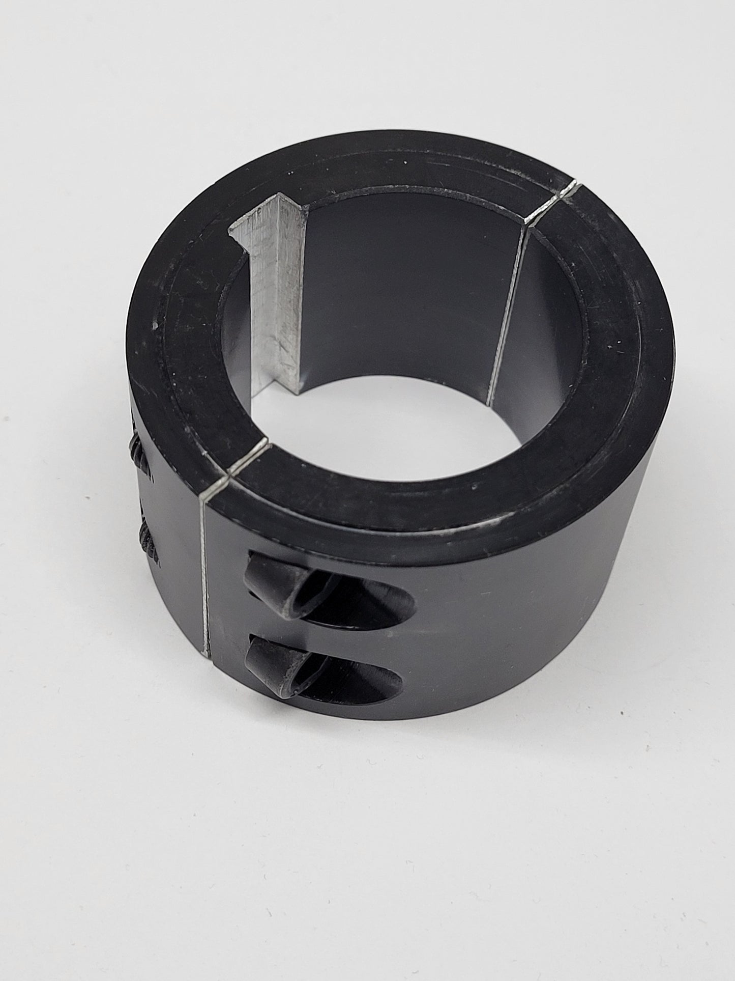 Wide black 30mm axle lock collar with shoulder and keyslots