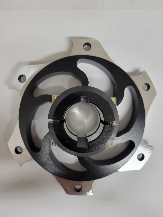 Black anodized 30mm sprocket hub with keyways