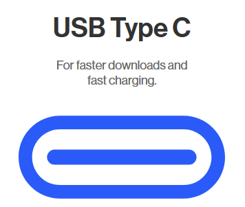 USB Type C connector with text on a white background
