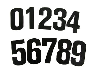 Black kart racing numbers 10-pack decals for high-visibility track identification