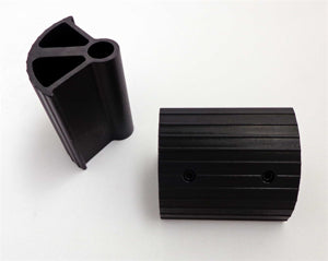 Black metric pedal extensions fitted on 14mm kart pedals