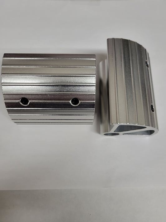 Silver pair of metric pedal extensions for 14mm karts