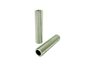 Silver pair of aluminum grips fitted to 1/2-inch kart pedals