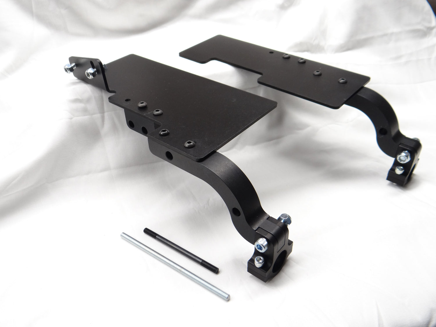 PMI junior pedal riser set mounted on kart floor without pedals