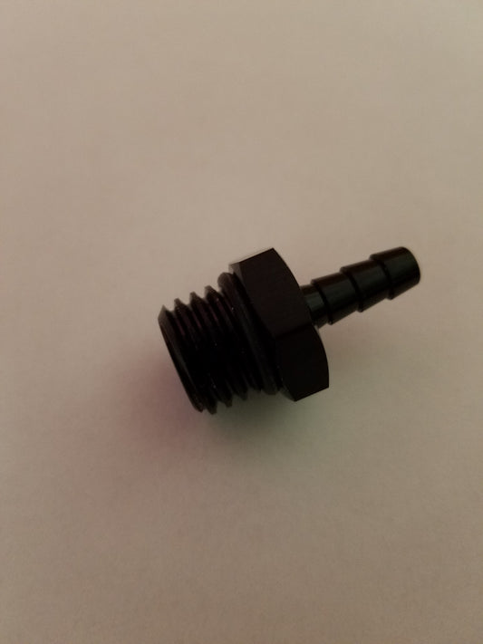 Black anodized aluminum pulse fitting with O-ring for kart engines