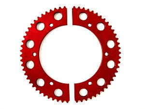 Anodized red #35 split sprocket for kart racing, 53-71 tooth options