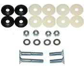 Metric sprint kart seat mounting kit components including washers and bolts