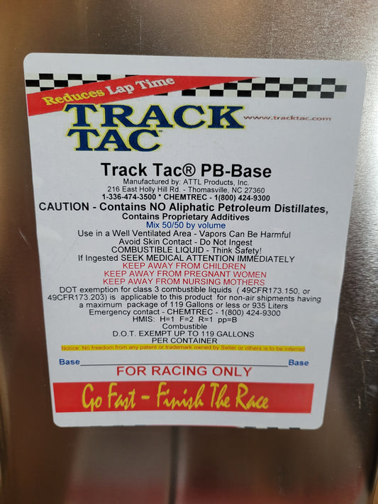 Metal gallon can of PB Base tire prep for kart racing