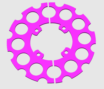Magenta PETG Smoker Performance Mini Hub Sprocket Guard with round cutout pattern