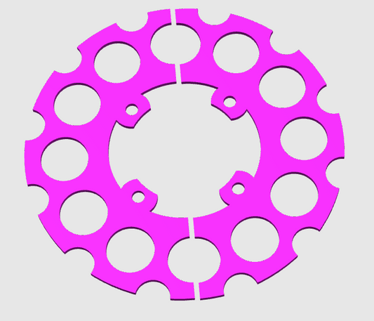 Magenta PETG Smoker Performance Mini Hub Sprocket Guard with round cutout pattern