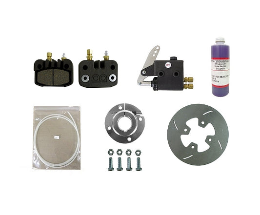 Assembled complete brake system with non-adjustable caliper, 1.25 hub, and oval rotor