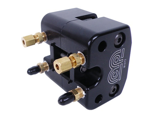 Non-adjustable billet caliper for oval kart, 1 3/8 bore visible