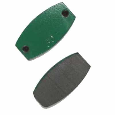 Green compound brake pad for MCP system, side profile with retention features