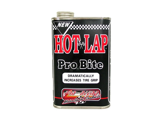 Metal gallon can of Hot Lap Pro Bite tire treatment