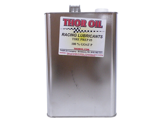 Metal gallon can of Goat Pee tire prep for karts