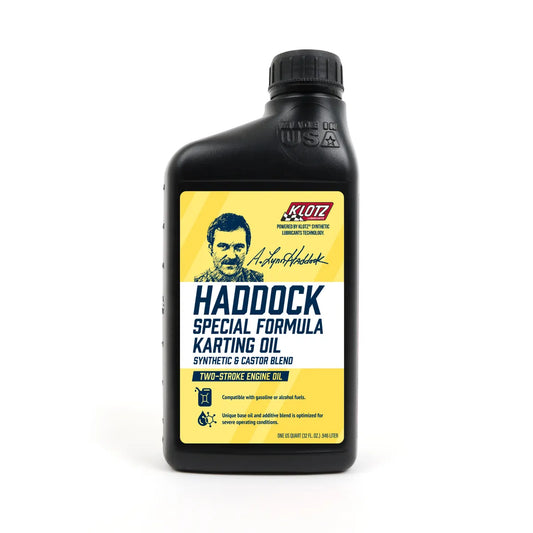 Bottle of Klotz Lynn Haddock Signature Series 2-Stroke Oil for kart engines