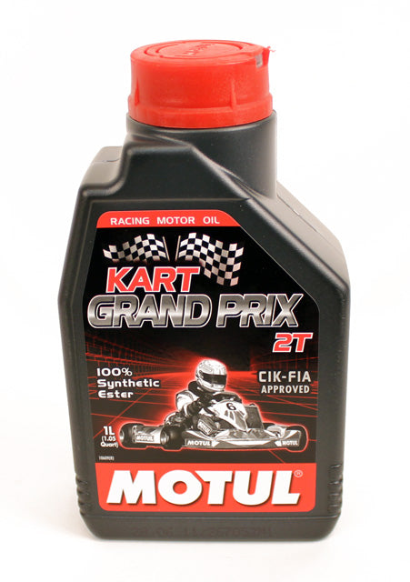 One-liter bottle of Motul Grand Prix 2T Two-Stroke Kart Oil