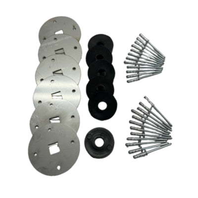 Seat weight bolt mounting kit with stainless plates and rivets