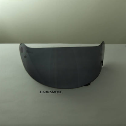 Dark smoke Z-19 helmet shield displayed flat labeled DARK SMOKE showing deep tint for bright sunny conditions on a white background